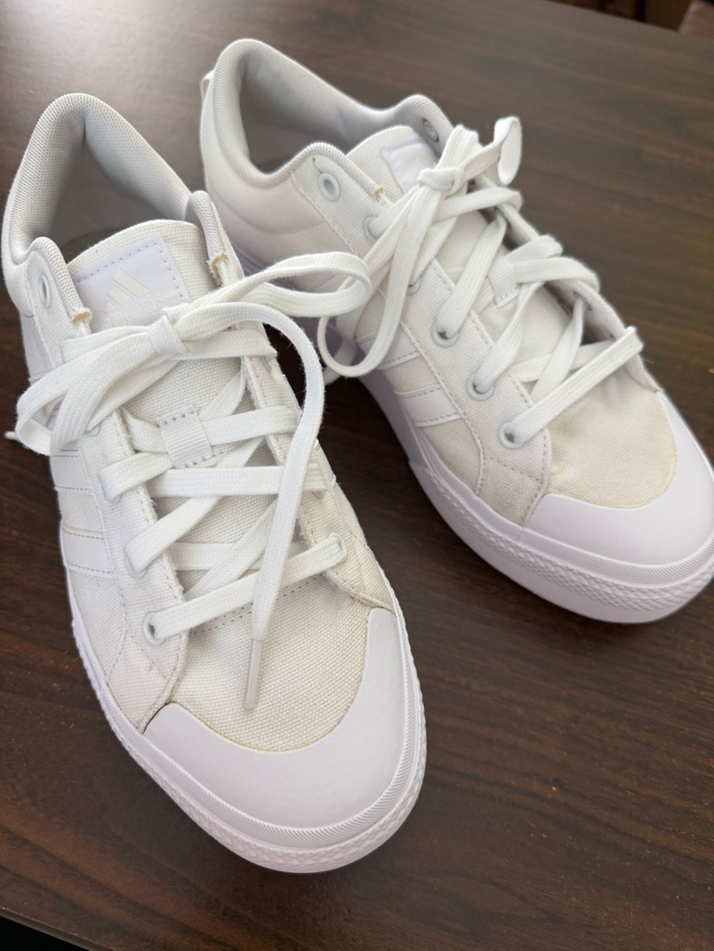 Adidas Women’s Nizza Canvas Platform Sneakers - White - Size 10 - Picture 3 of 7